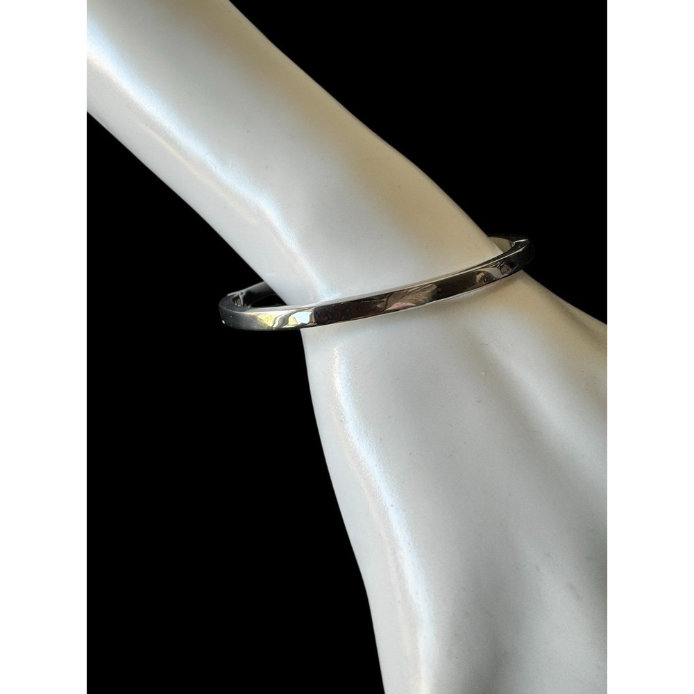Givenchy Silver Rhinestone Bangle Bracelet Hinged Elegant Understated, Signed - Picture 4 of 8
